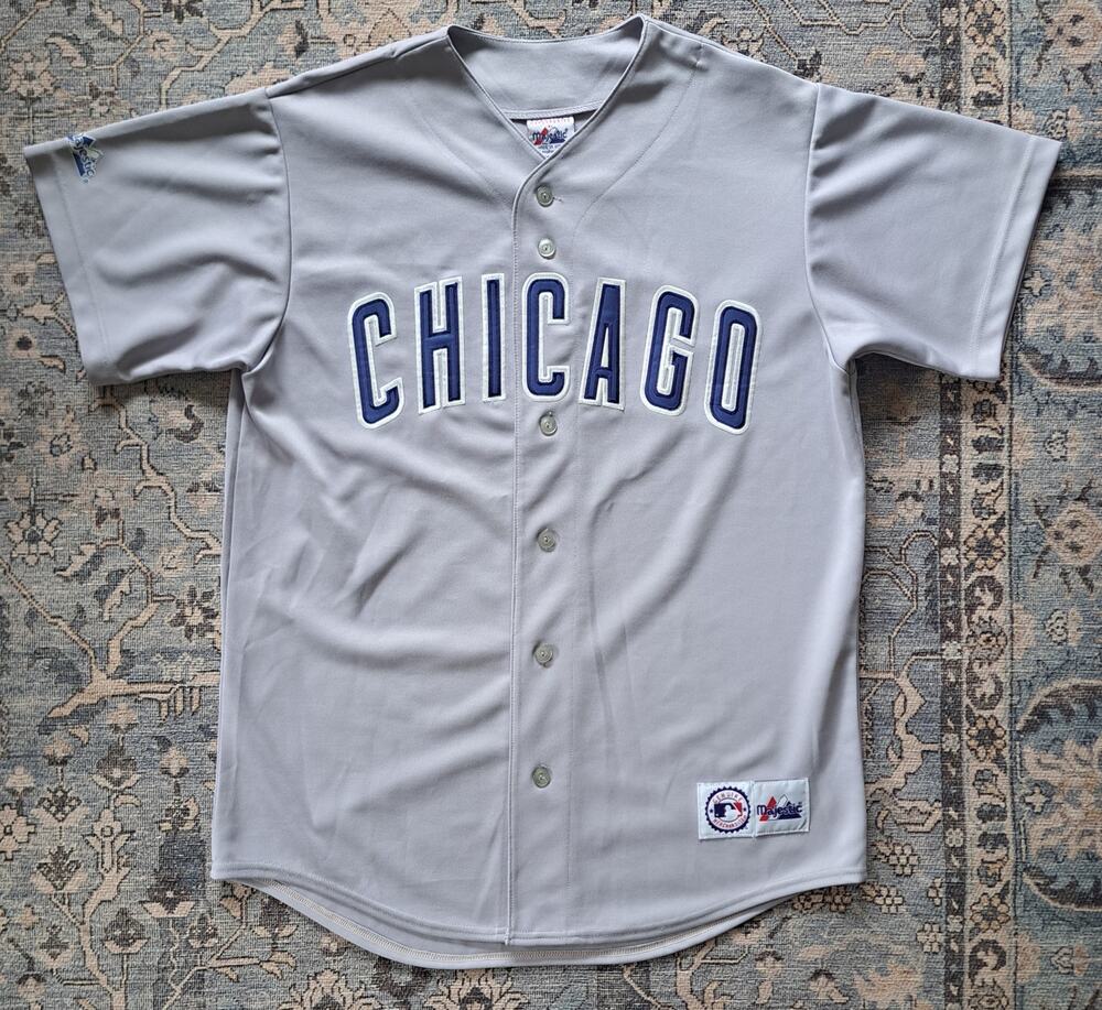 Vintage Majestic Chicago Cubs Gray Baseball Jersey 100% Poly Size L Large